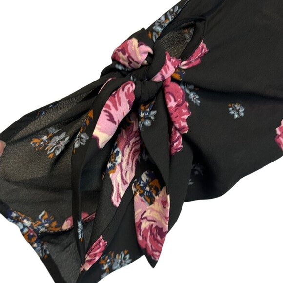 Speechless Black & Pink Floral Tie Sleeve Cut Out Midi Dress, Women’s Small - Picture 6 of 9